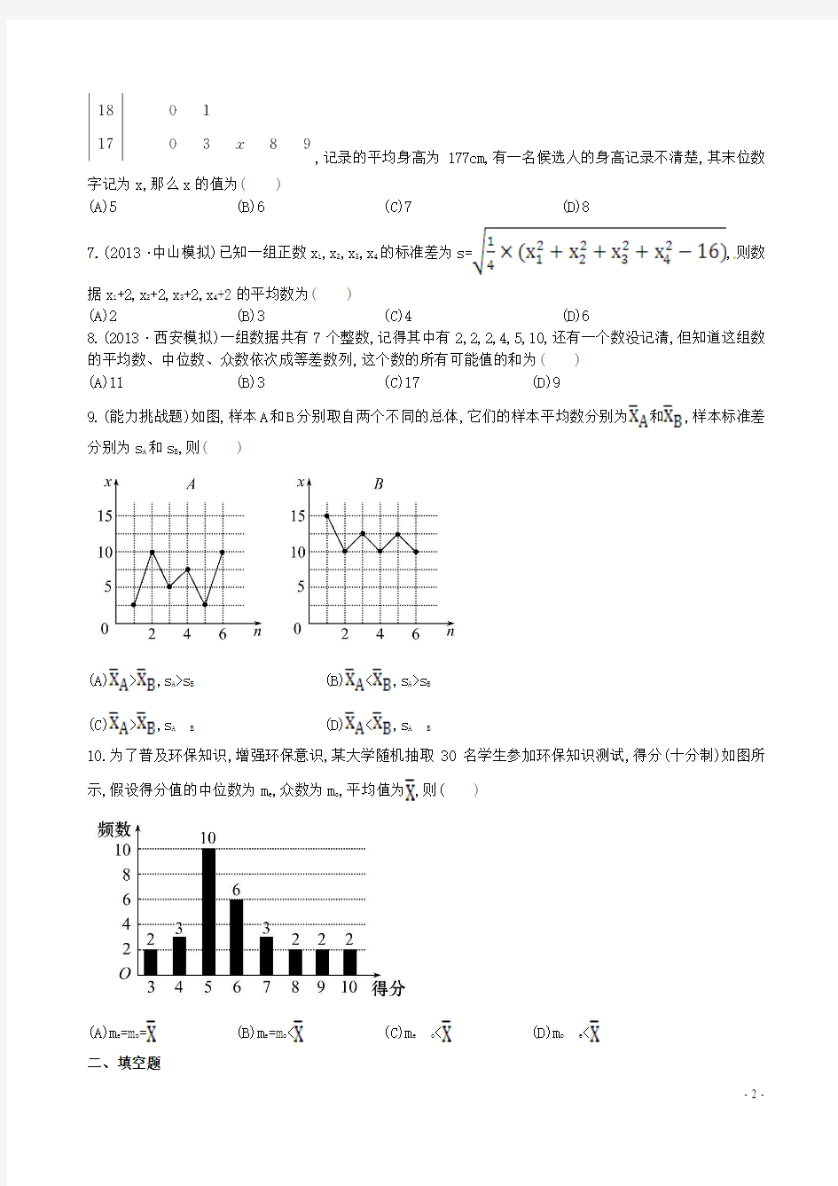 【全程复习方略】2014版高考数学 9.3统计图表、数据的数字特征、用样本估计总体课时提升作业 理 北师大版