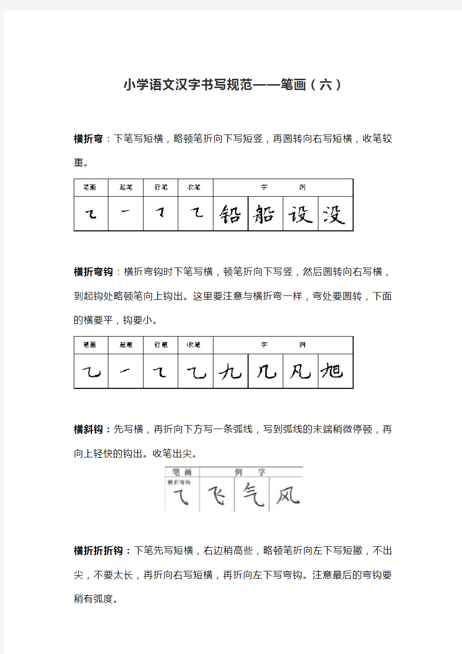小学语文汉字书写规范笔画(六)