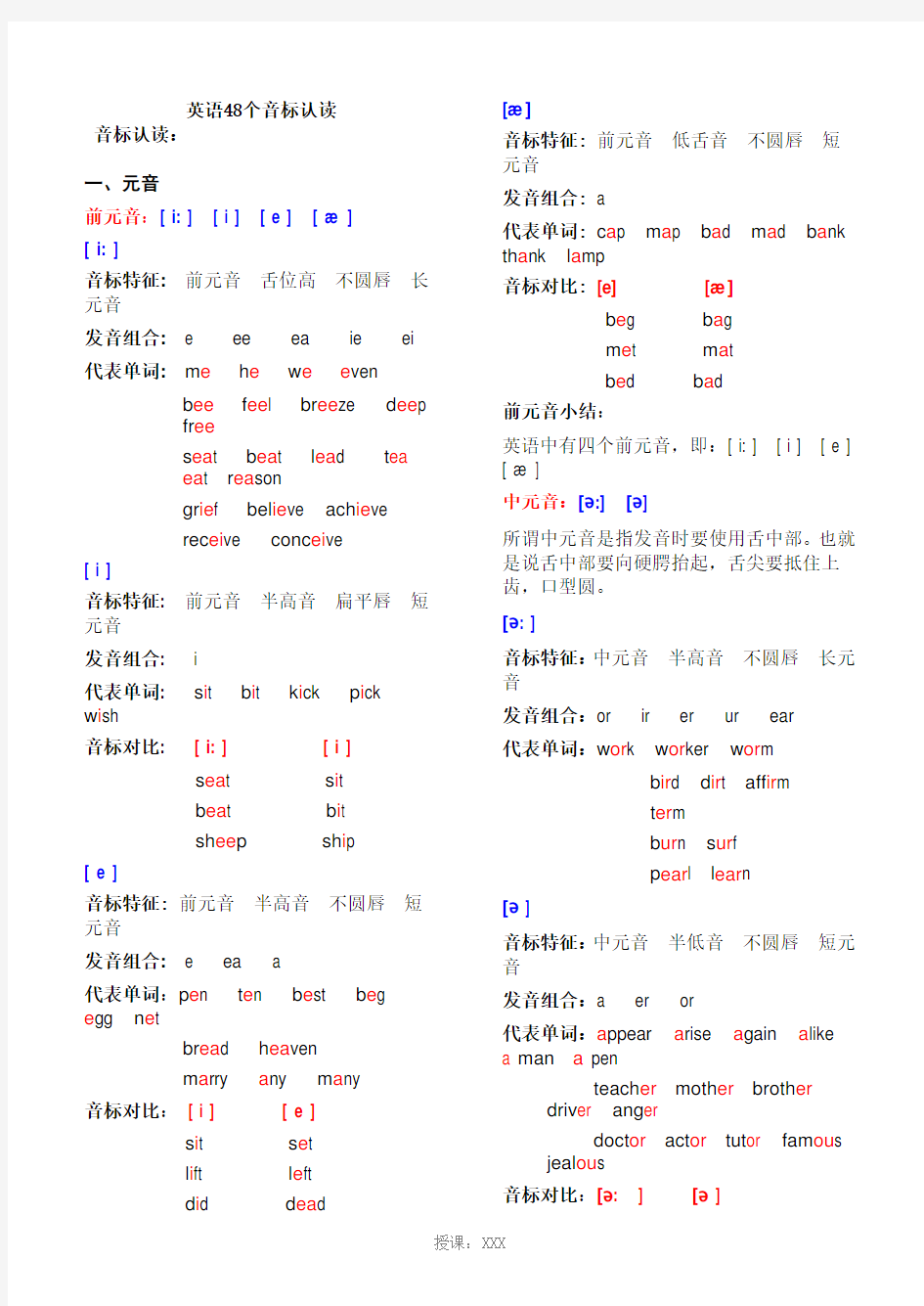 英语音标认读