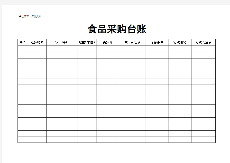 餐饮服务表格台账[汇编]