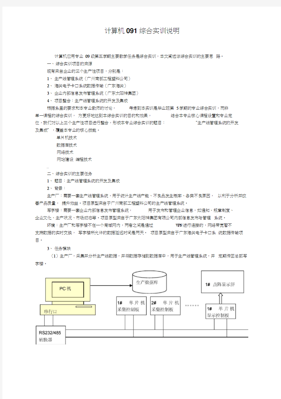 计算机专业综合实训方案