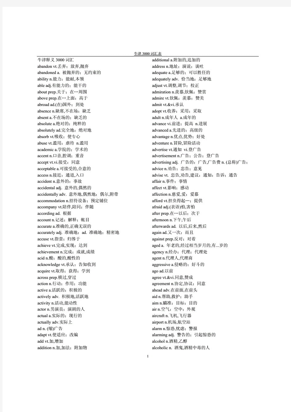 牛津3000词汇表总汇