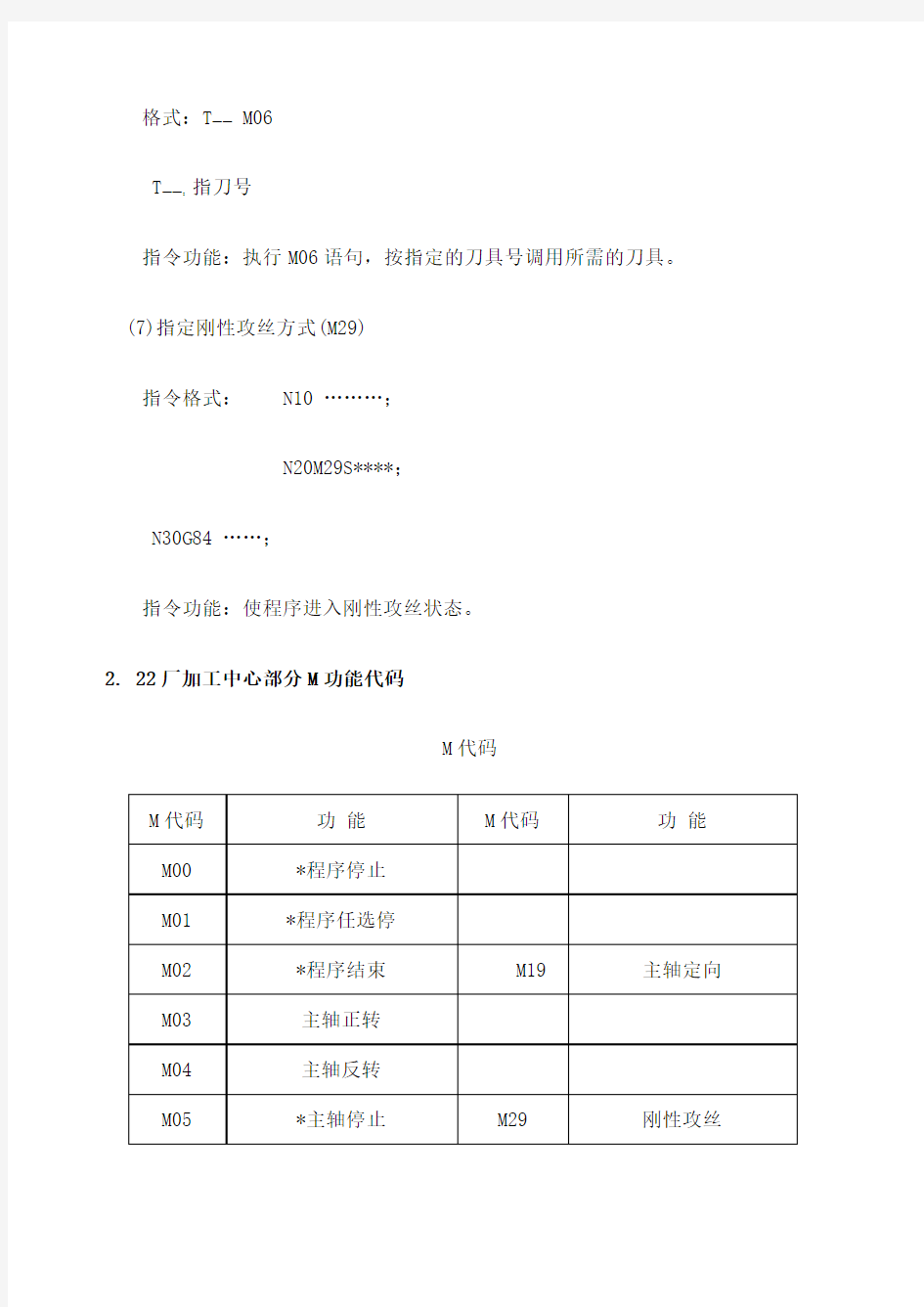 加工中心MST常用指令的实现