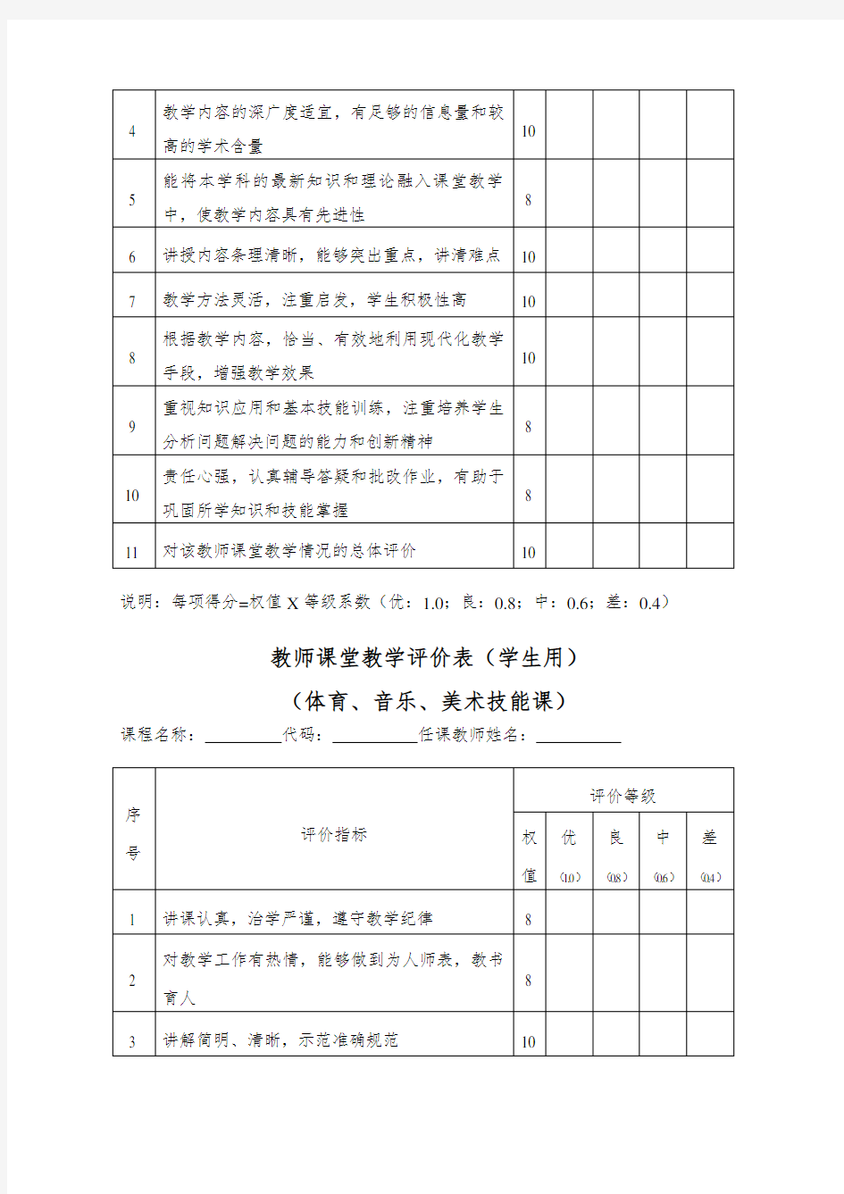 《教师课堂教学评价表》模版-新版.doc