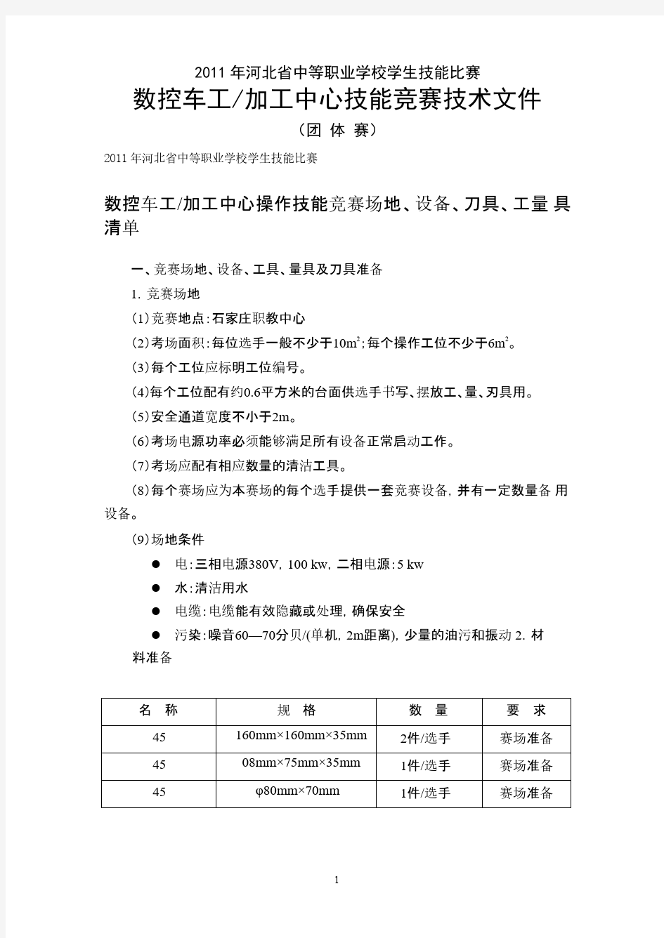 河北省技能大赛数控车加工中心整体图纸及备料清单