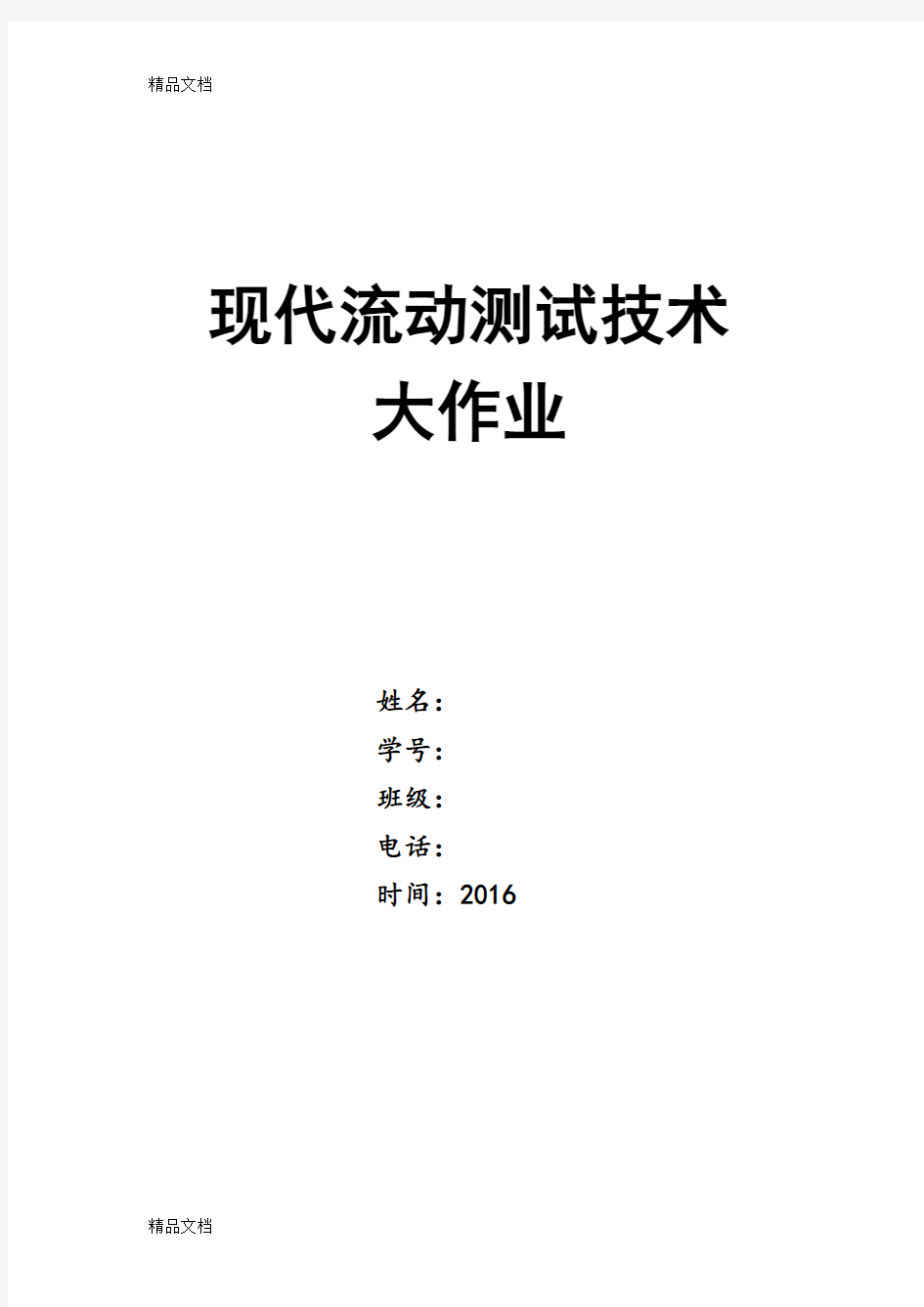 最新现代流动测试技术大作业