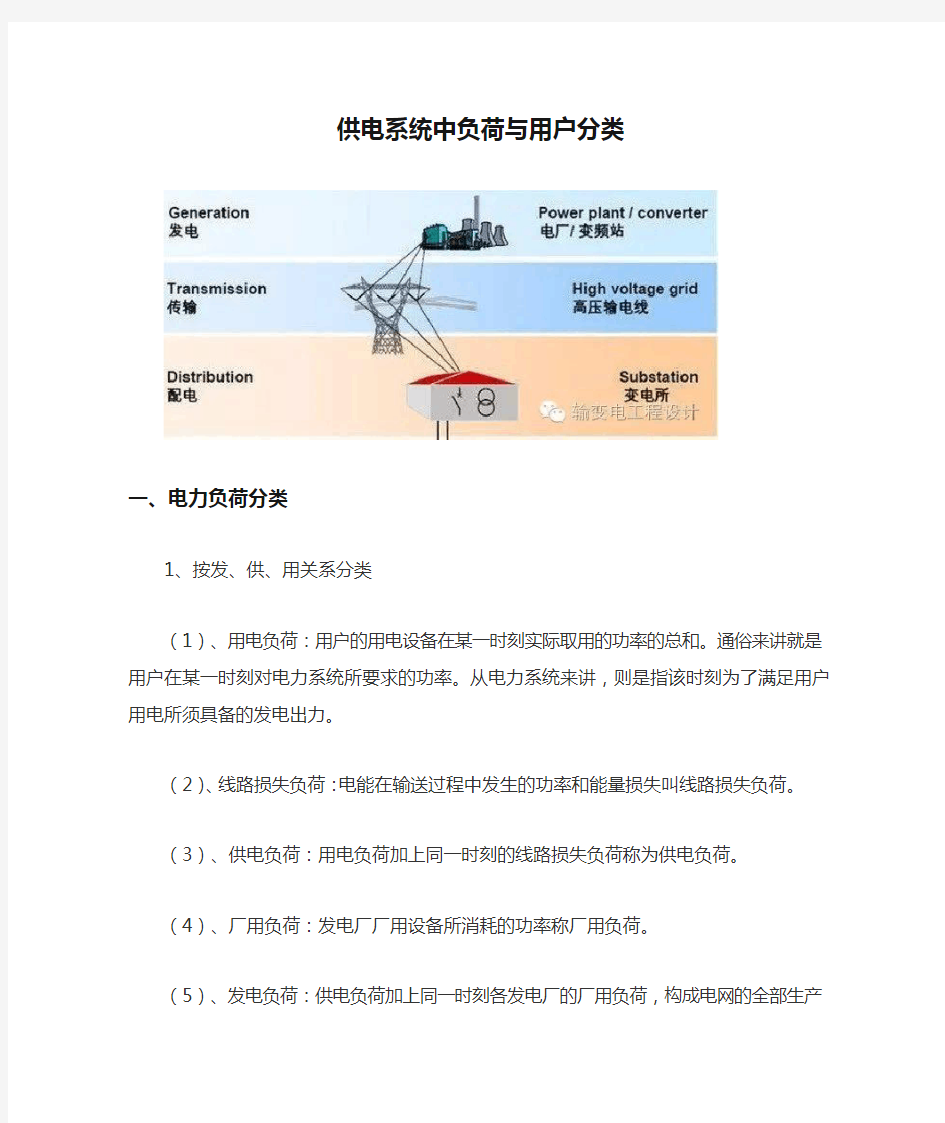 24.供电系统中负荷与用户分类