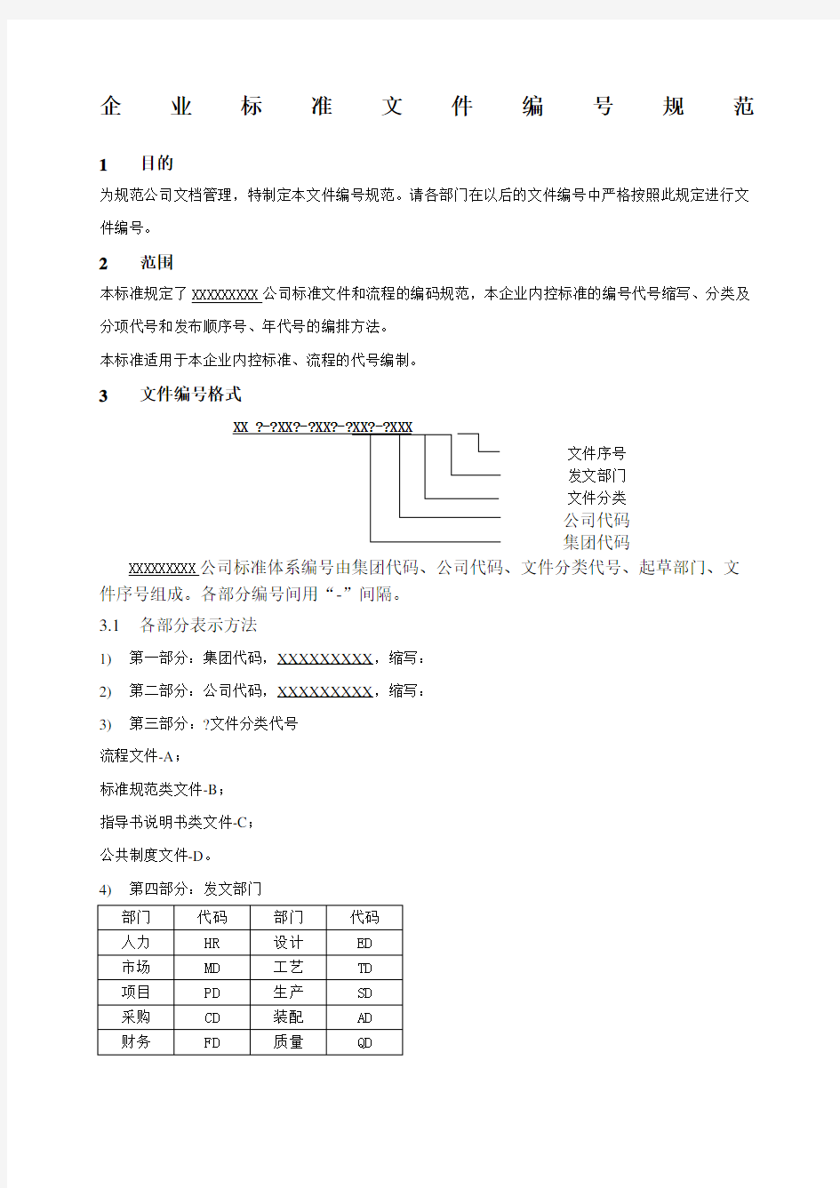 企业文件编号规范