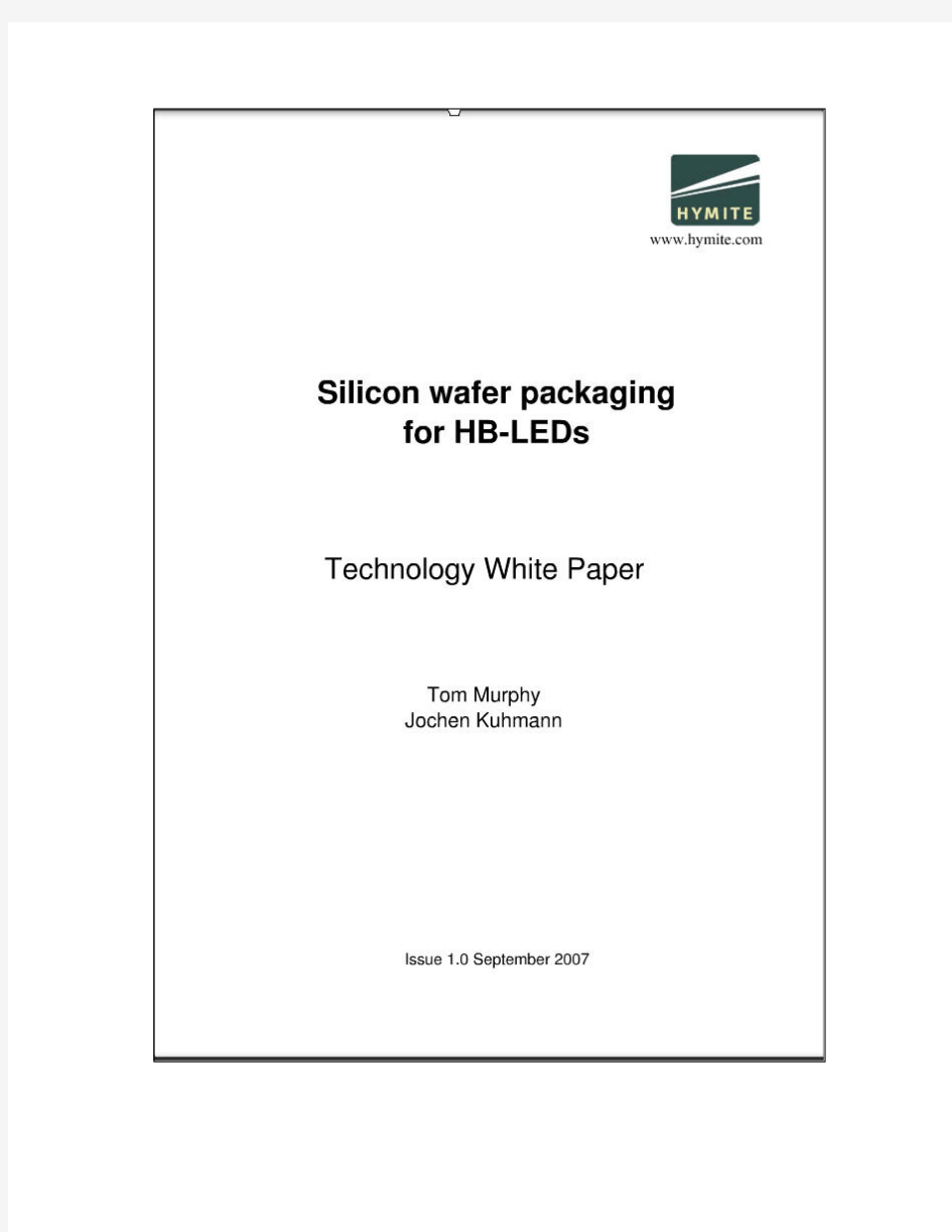 Silicon wafer packaging for HB-LEDs (HYMITE)