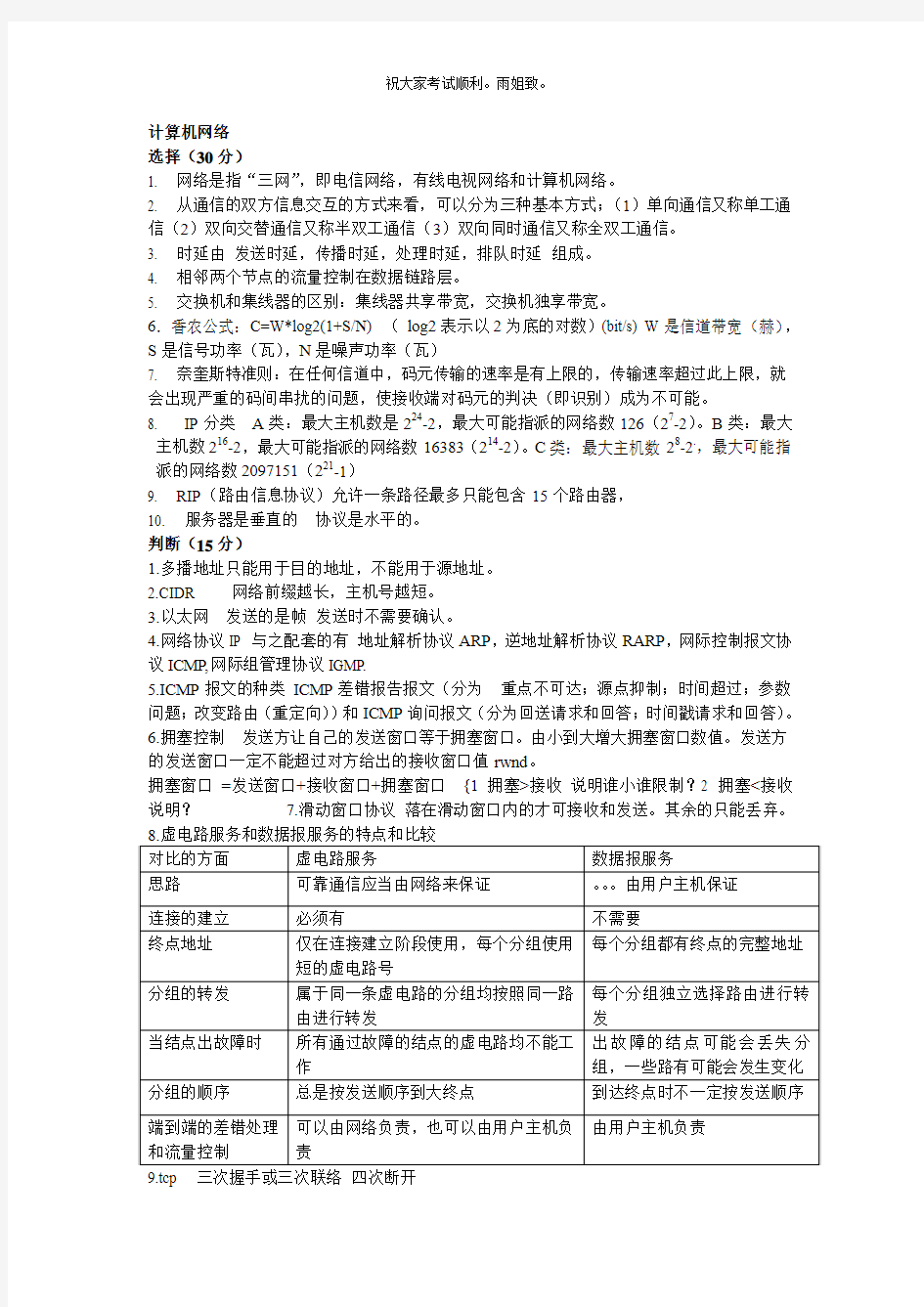 计算机网络 考试重点 中原工学院