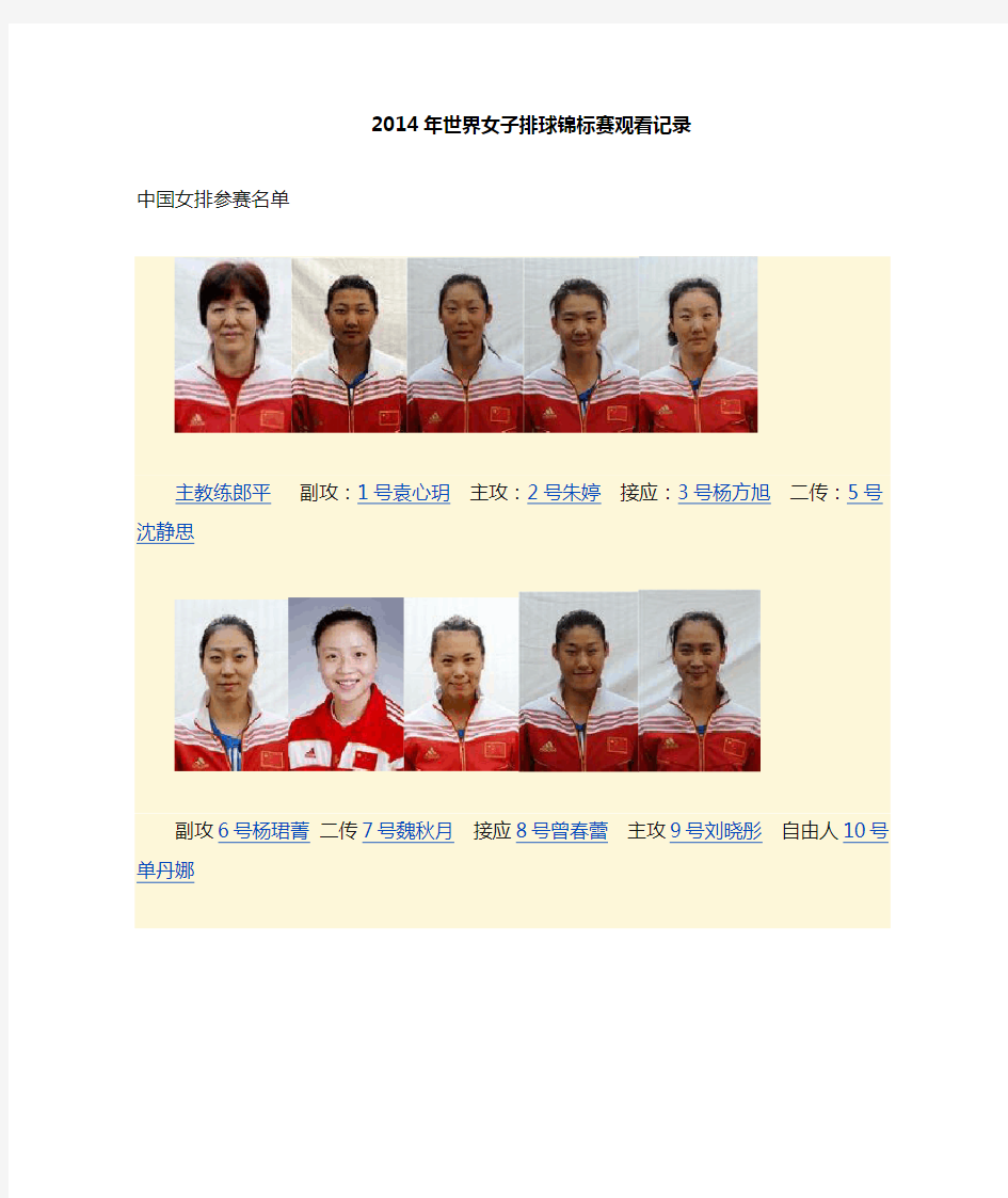 2014年世界女子排球锦标赛半决赛、总决赛观看详细记录