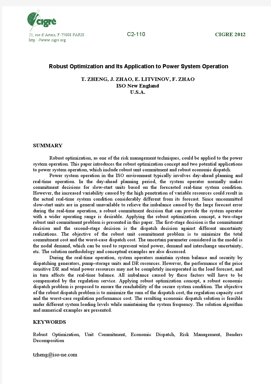 Robust Optimization and Its Application to Power System Operation