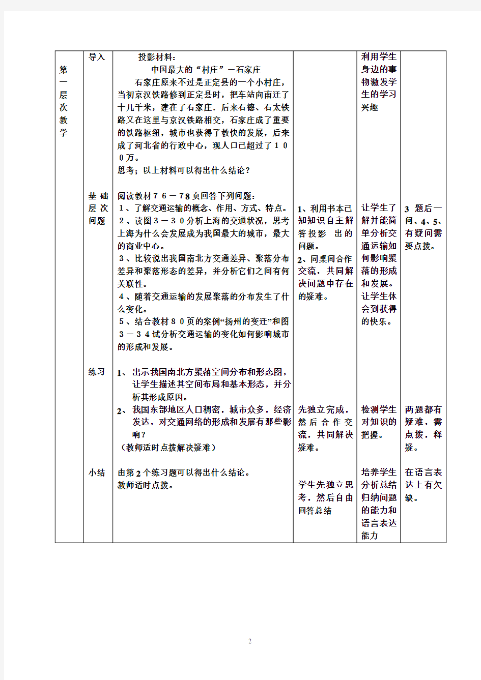 交通运输布局及其对区域发展的影响教学设计