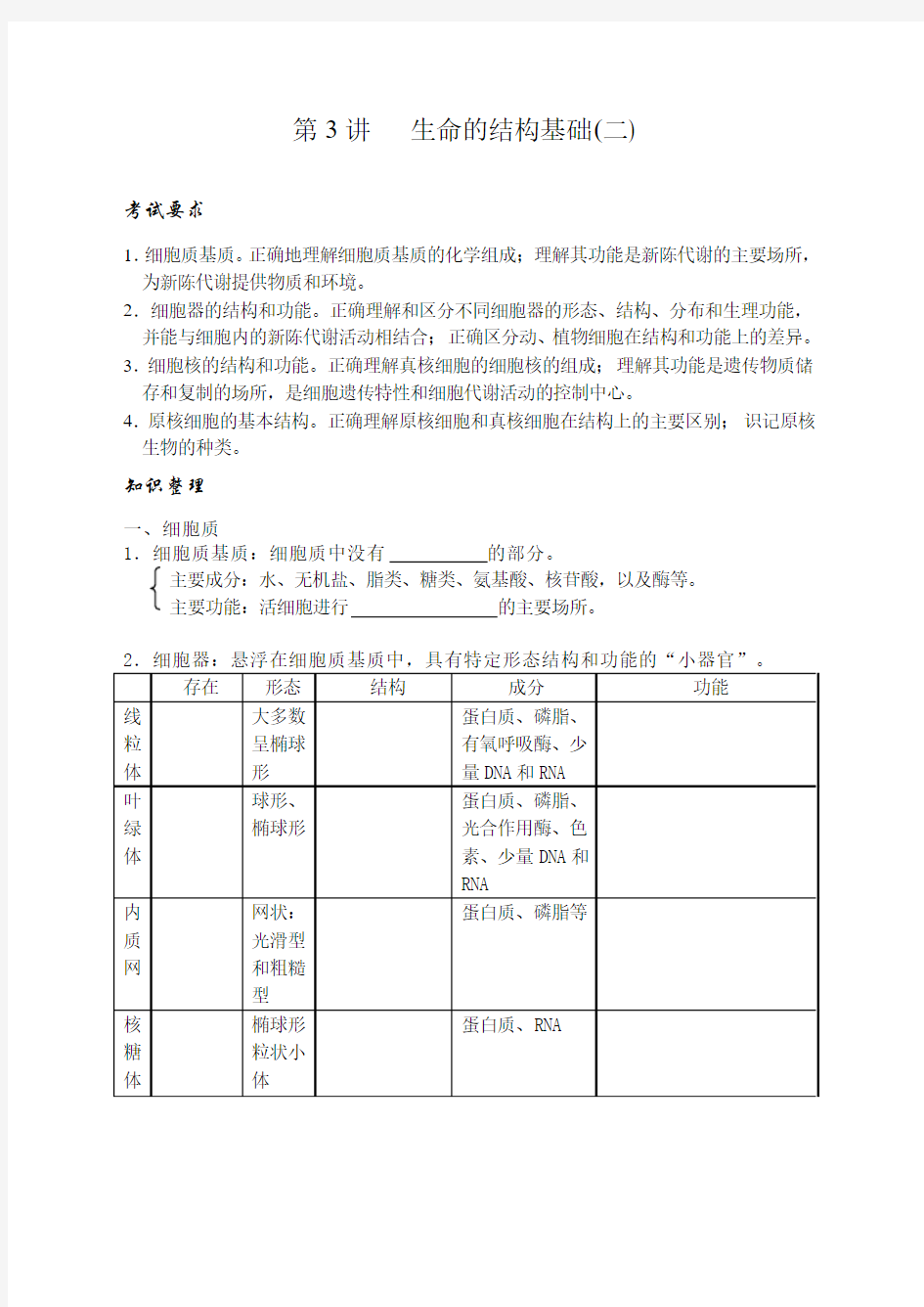 第3讲 生命的结构基础(二)