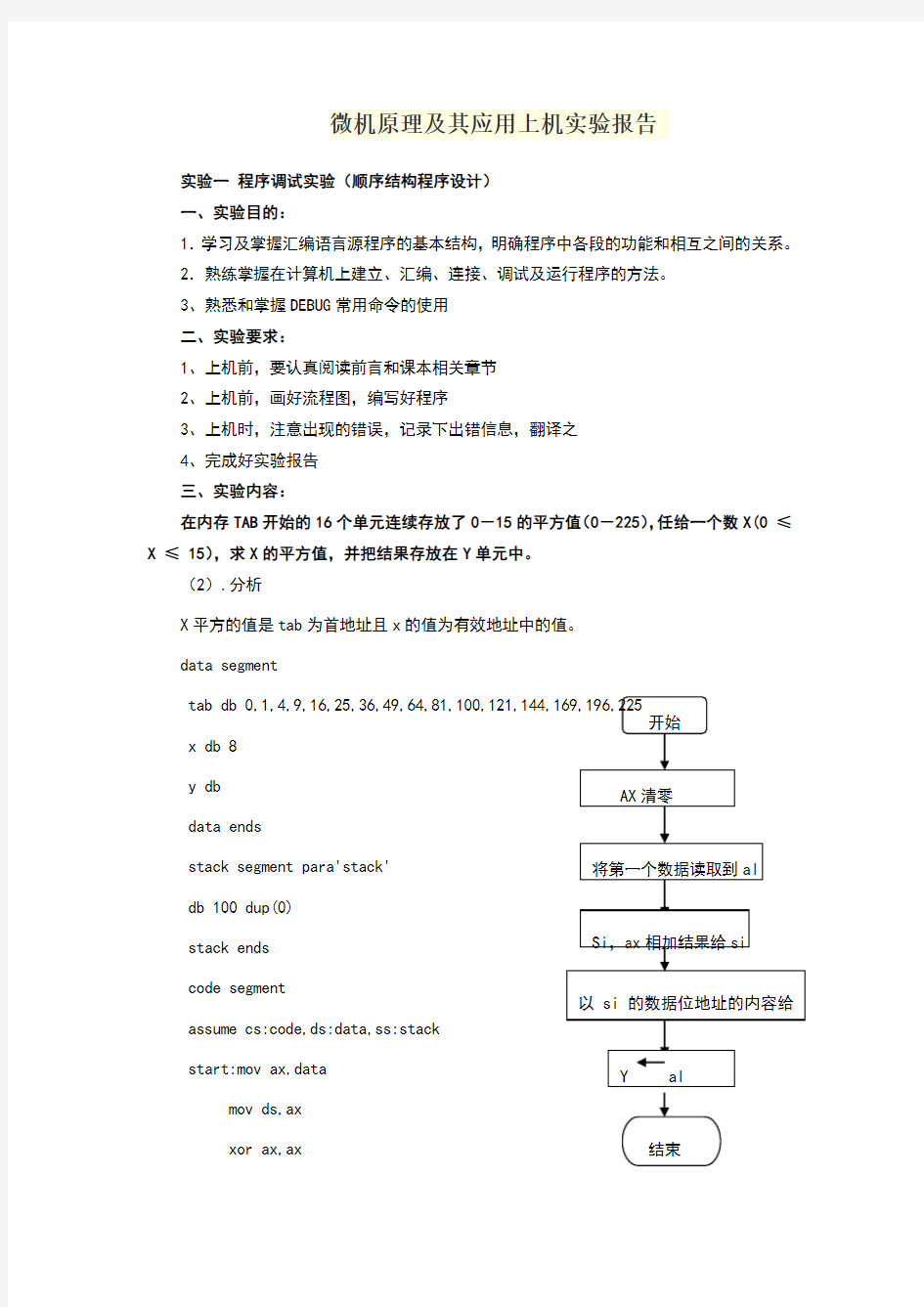 微机原理及应用实验报告