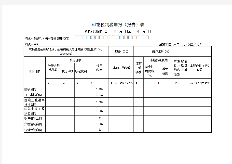 2019印花税纳税申报