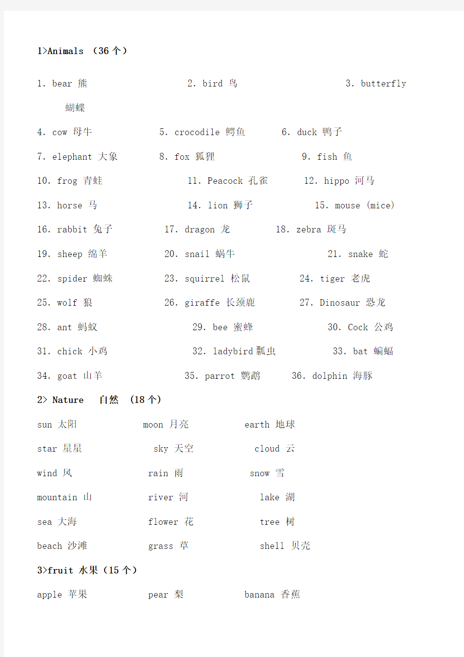 小学英语拓展单词(终审稿)