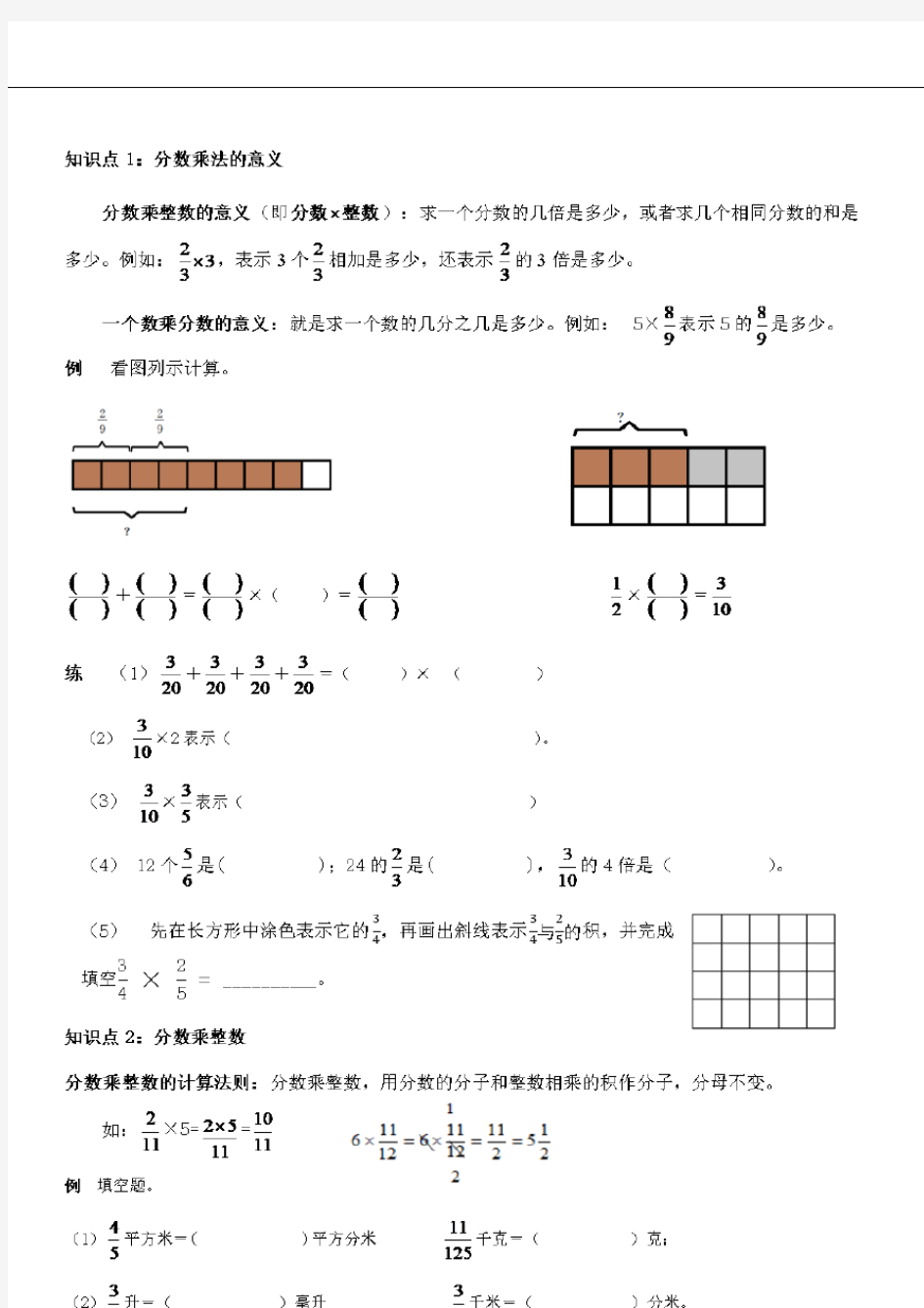  1分数乘法知识点总结