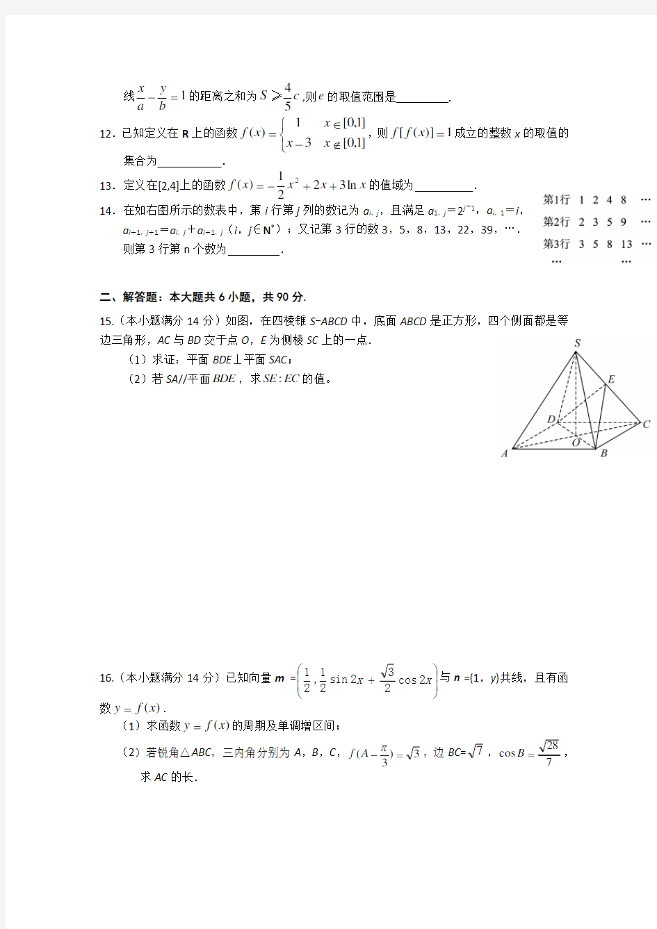 江苏高考数学模拟试卷