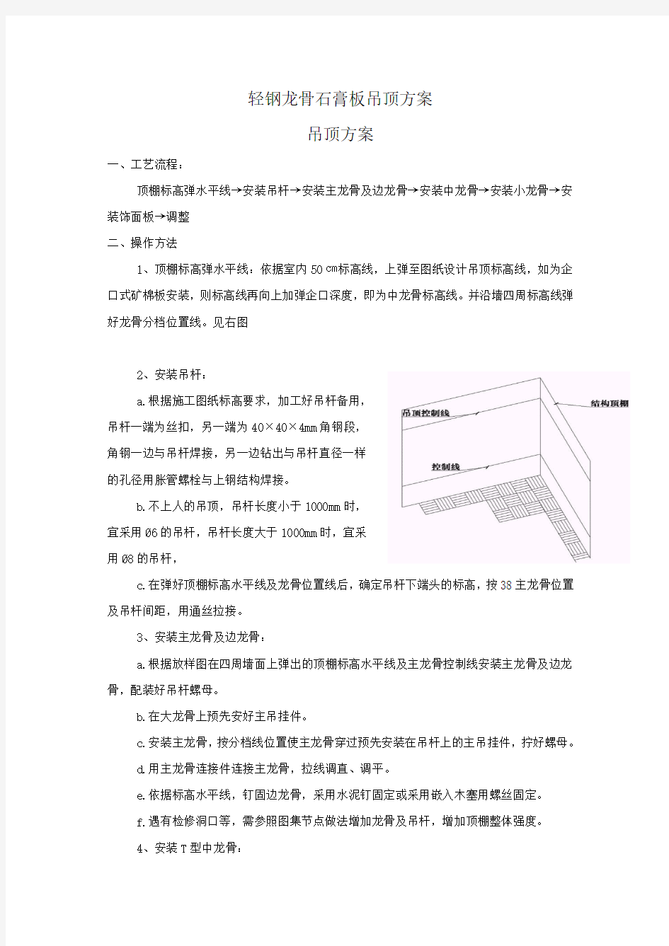 轻钢龙骨石膏板吊顶方案