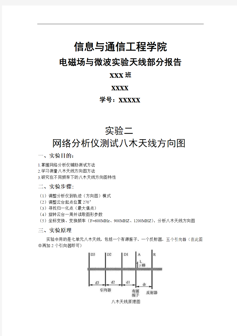 电磁场与微波技术实验天线部分实验二