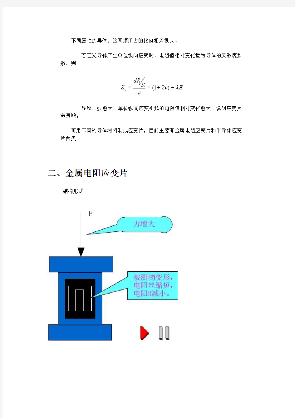 电阻应变式传感器的基本原理、结构和应用