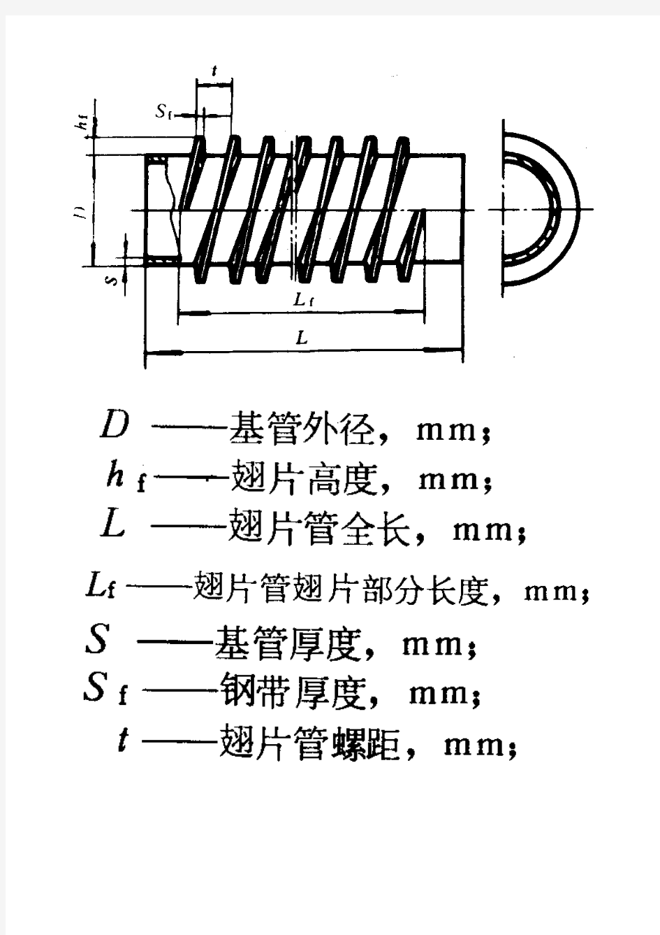 高频焊螺旋翅片管规格及参数表