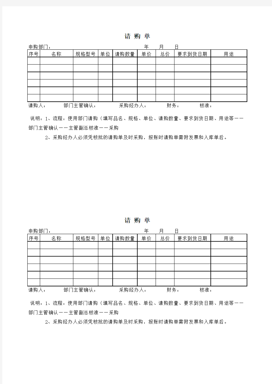 请购单模板