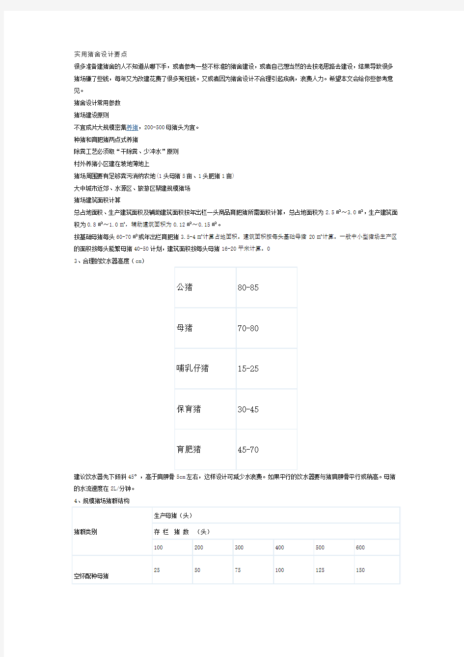 实用猪舍设计要点