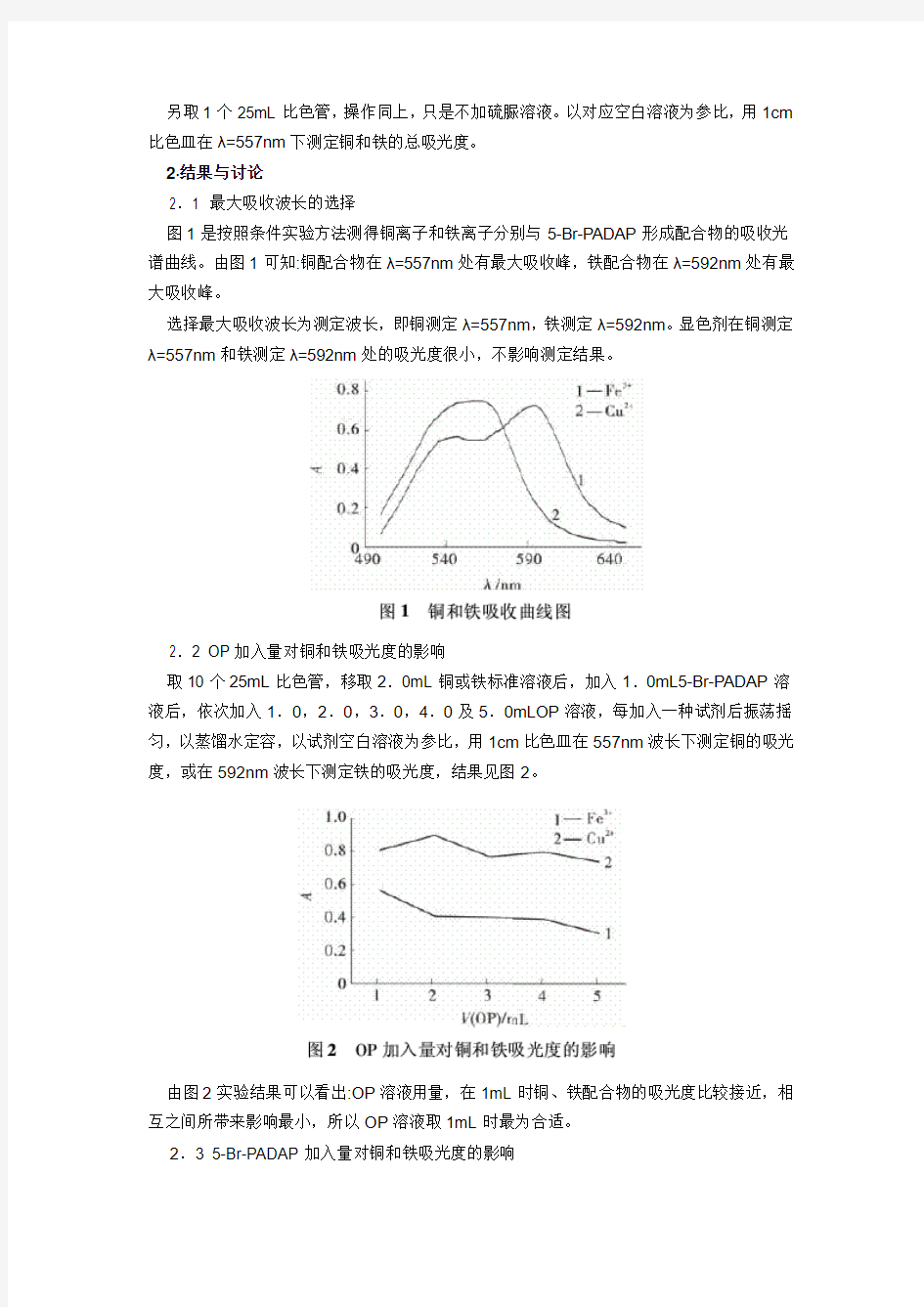 双波长分光光度法同时测定电镀液中铜和铁