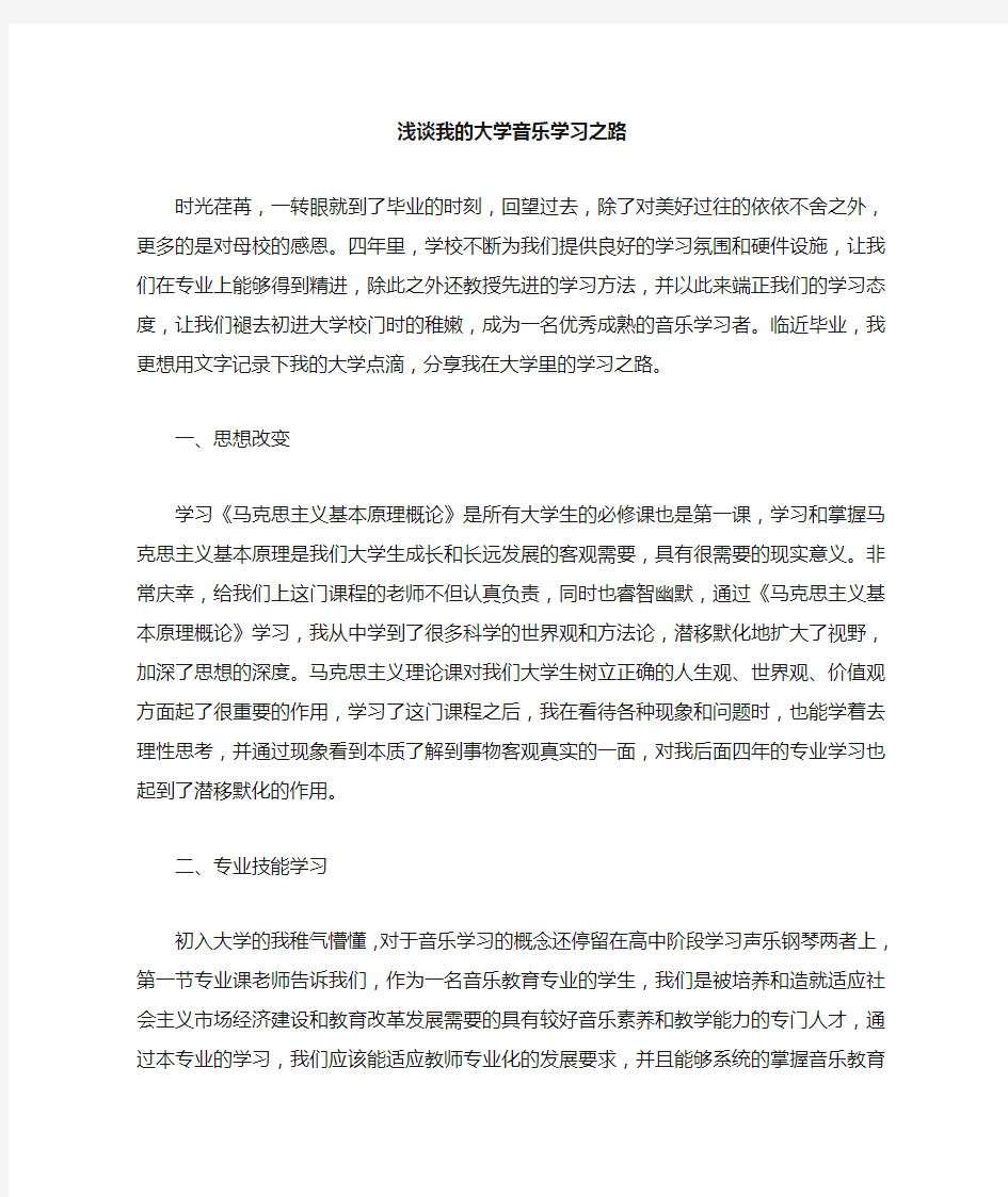 浅谈我的大学音乐学习之路