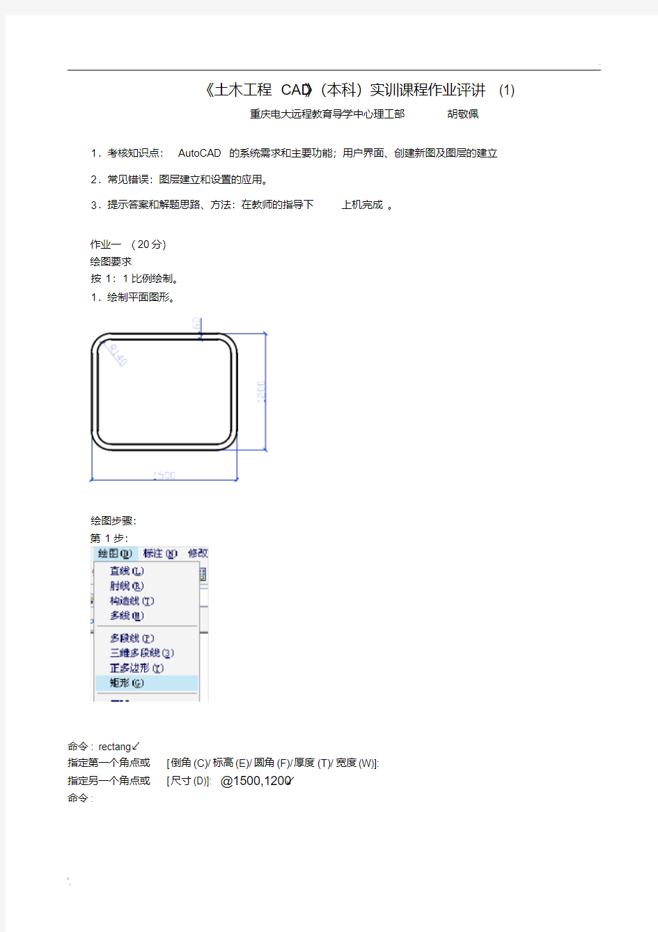 《土木工程CAD》(本科)课程实训课程作业评讲(1)