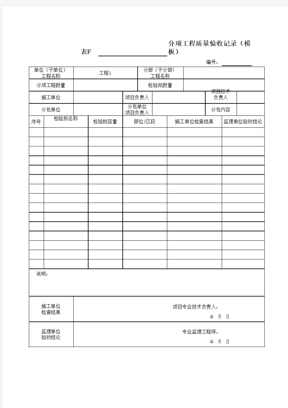 分项工程质量验收记录(模板)