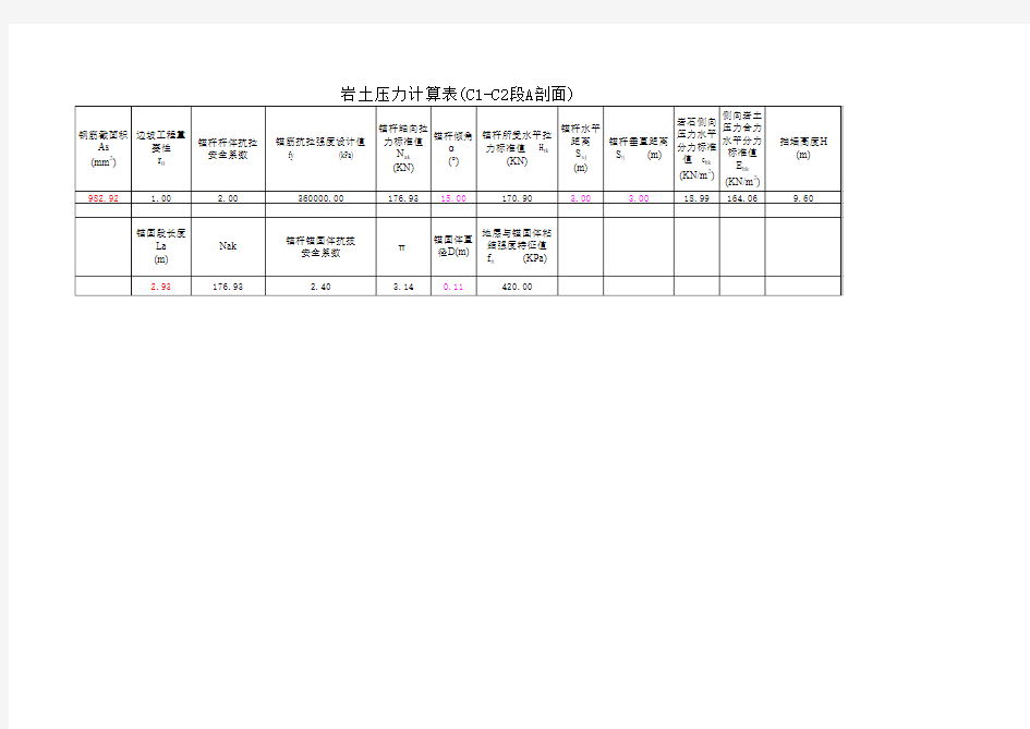 锚杆挡墙计算