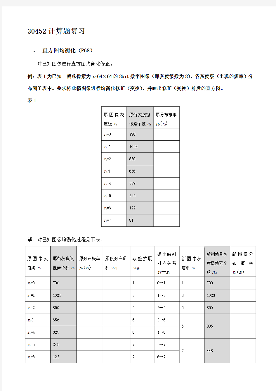 数字图像处理计算题复习精华版