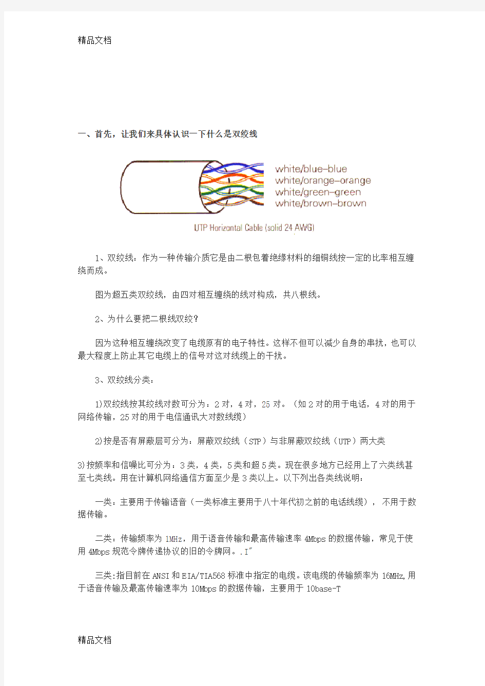 (整理)超五类双绞线、75欧同轴电缆、光纤区别及他们的优劣分析.