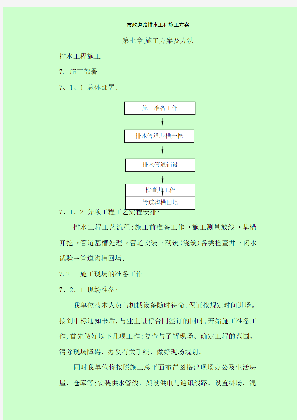 市政道路排水工程施工方案