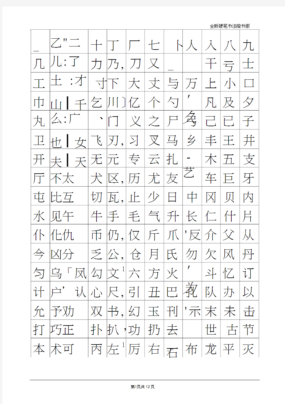 小学生硬笔书法字帖(2500个常用字-楷体)