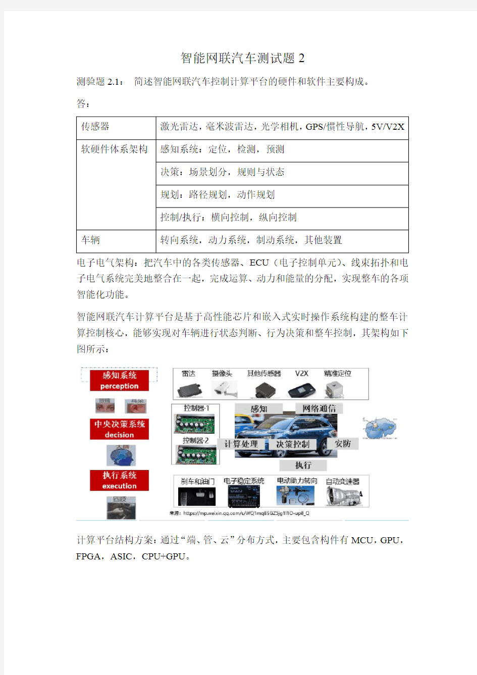 智能网联汽车测试题2