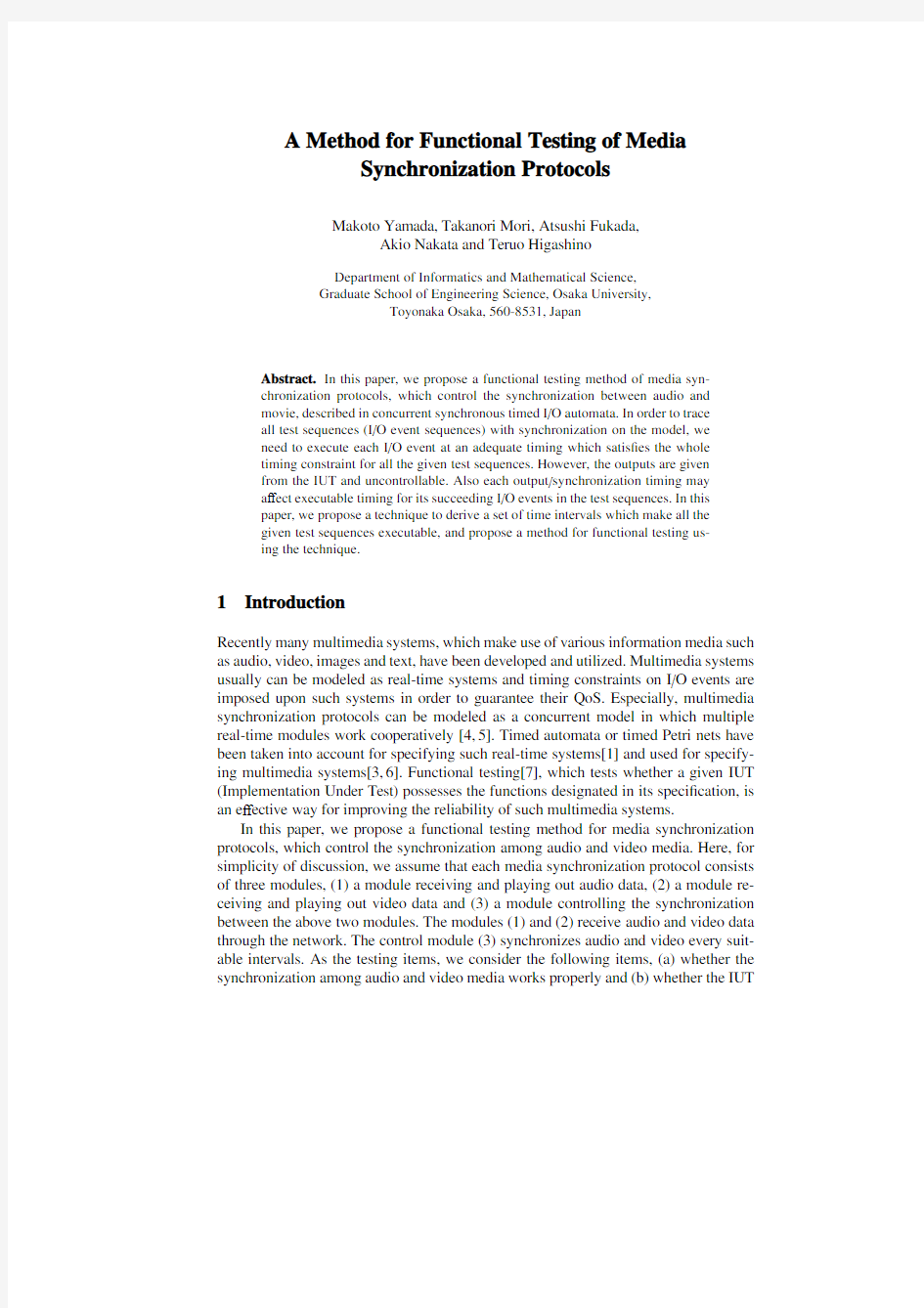 A Method for Functional Testing of Media Synchronization Protocols