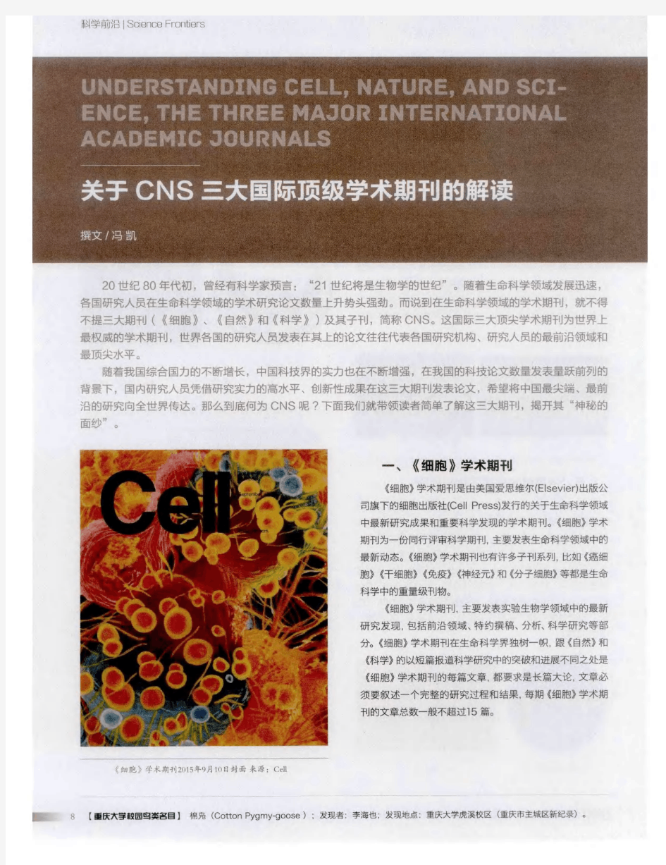 论-关于CNS三大国际顶级学术期刊的解读