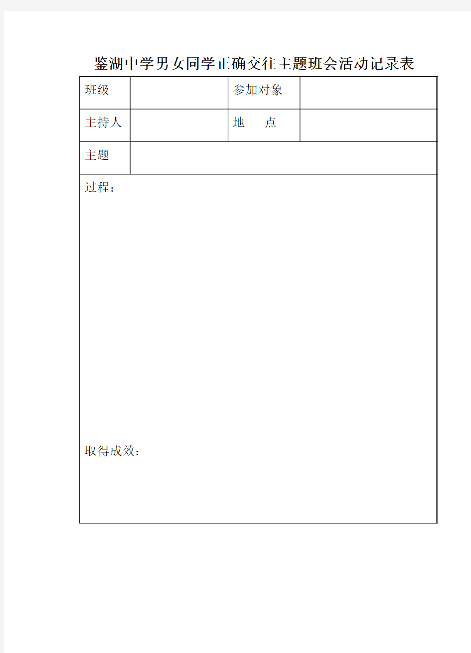 2014316男女交往过密教育主题班会记录表