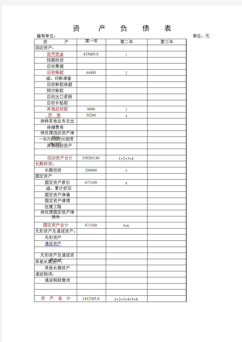 2010资产负债表表格下载