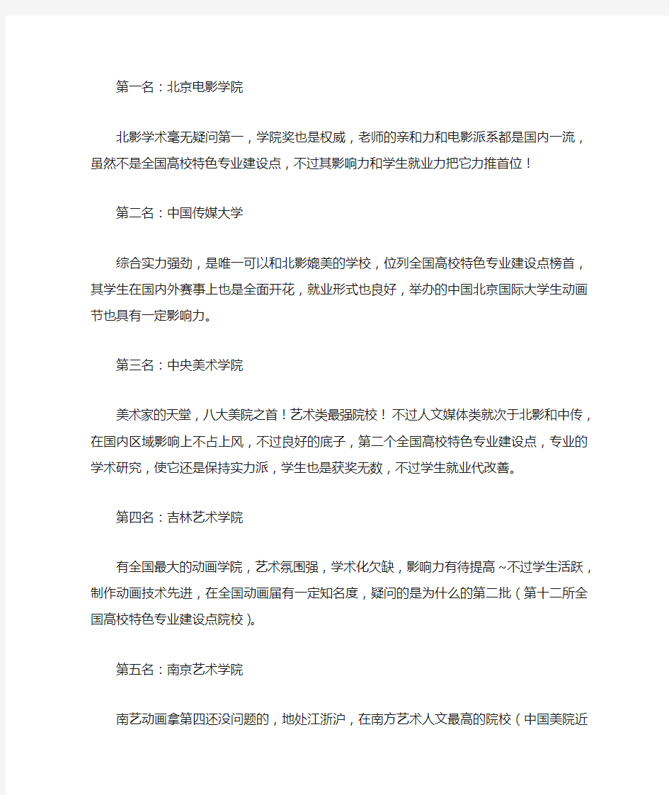 中国有名的动漫学院