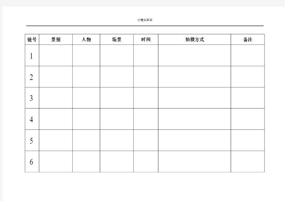 分镜头脚本表格范例