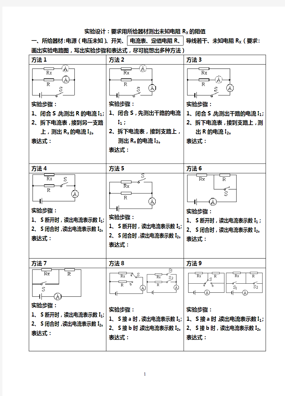 特殊方法测电阻总结(最新整理)