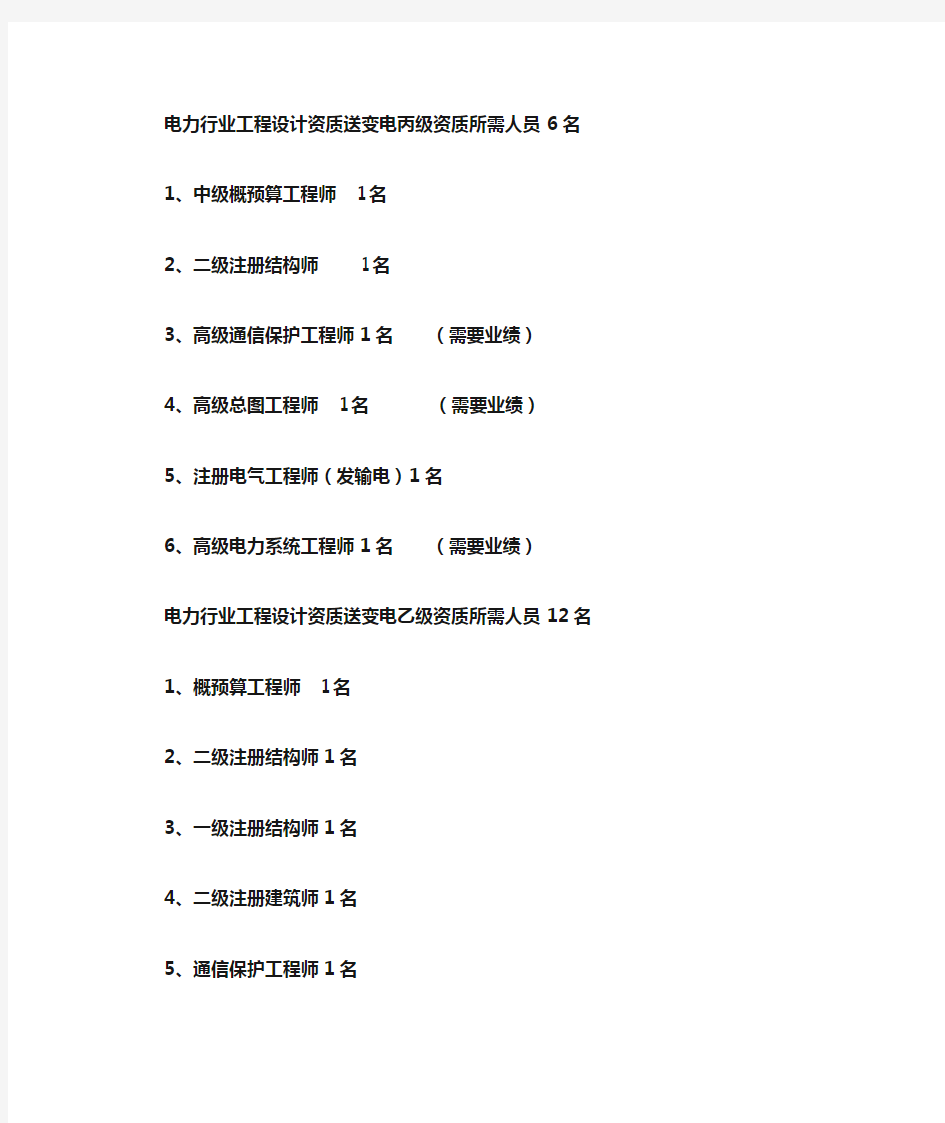 电力设计送变电乙级资质业绩编排和材料整理