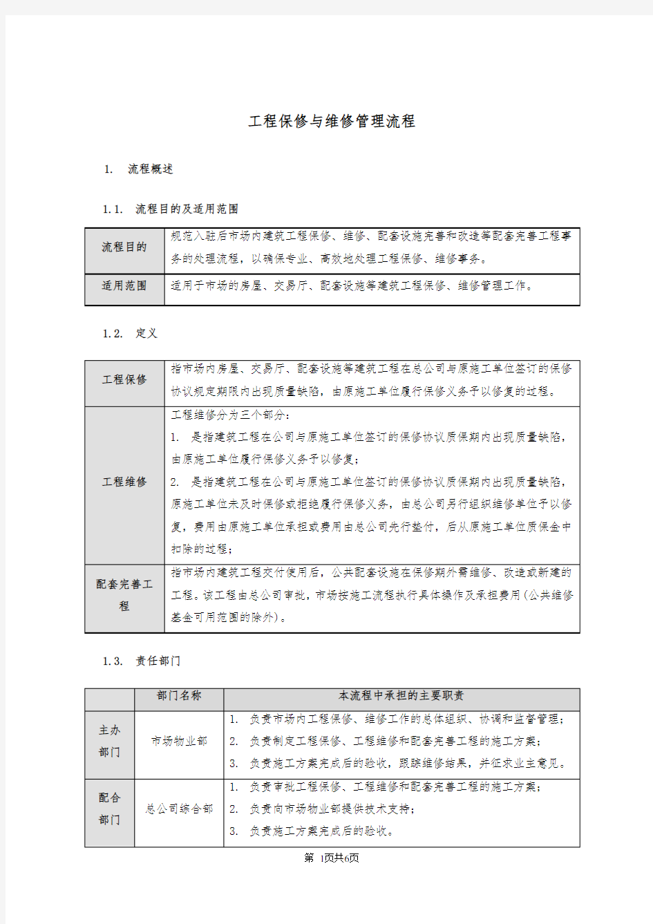 工程维保管理流程