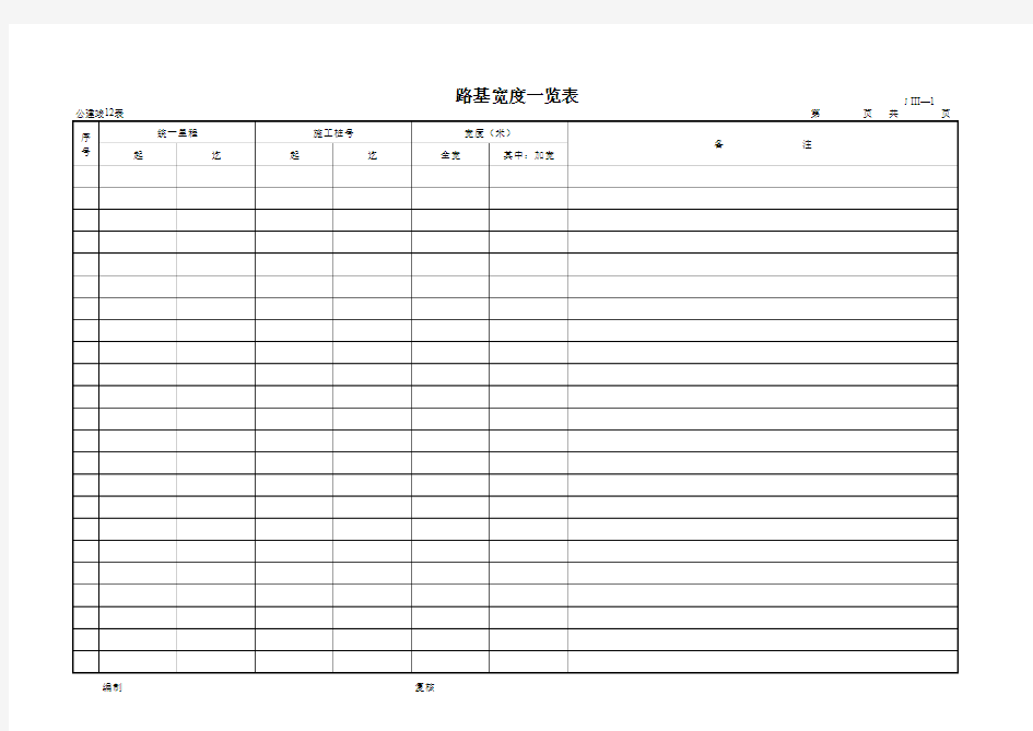 公路工程管理用表范本-路基宽度一览表.xls