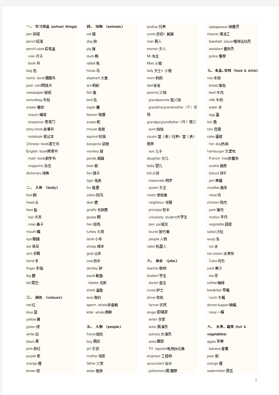 (完整word版)最常用800个英语单词